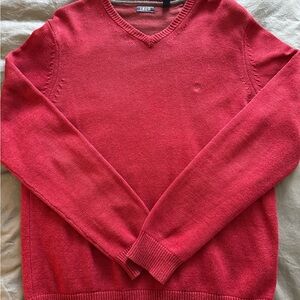 Izod Men's Coral-Red V-Neck Sweater